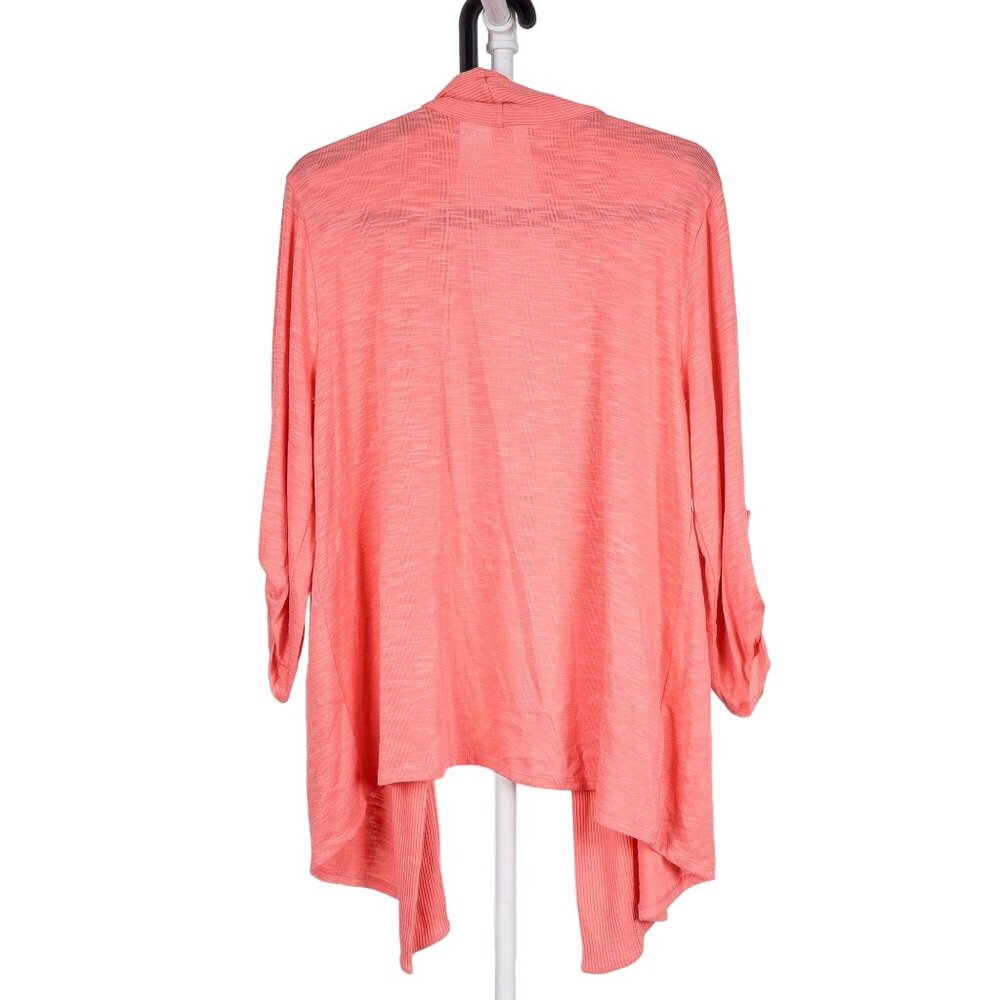 Cardigan Sweater M Peach Orange Textured Knit Waterfall Tab Sleeves Cottagecore - Picture 5 of 5